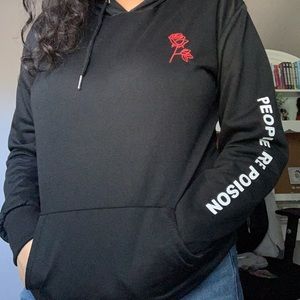 black embroidery hoodie